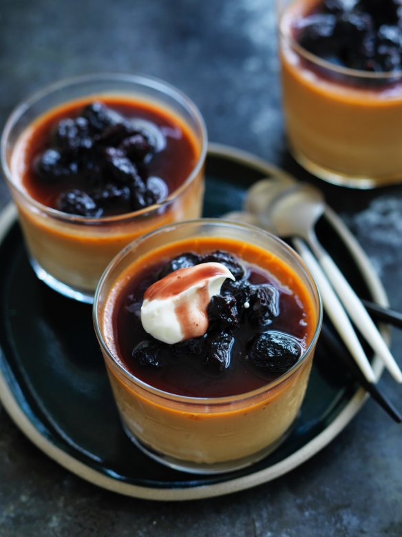 Butterscotch pudding with salted cream and port raisins.