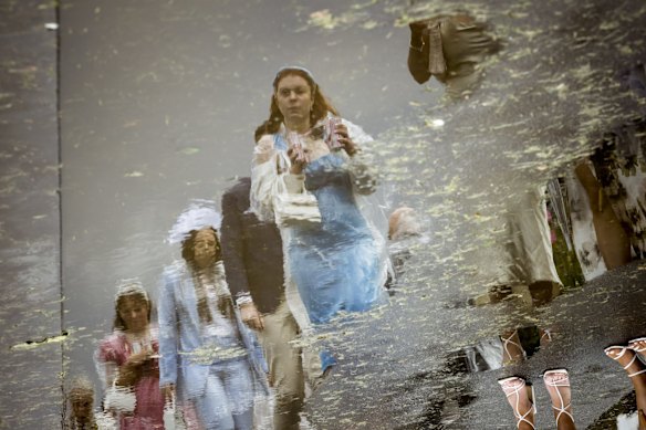 Rainy reflections at Flemington Racecourse.