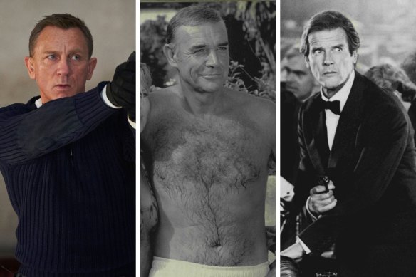 Old Bonds: Daniel Craig, Sean Connery and Roger Moore in their final outings as the super spy – all in their 50s.