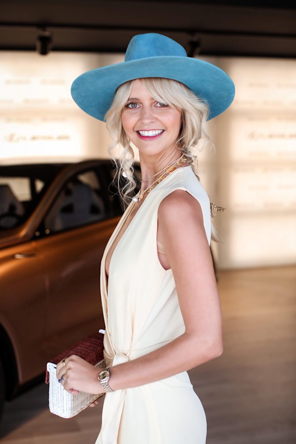 Saasha Burns at the Lexus marquee in the Birdcage on Oaks Day 2018.