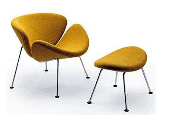 A genuine Orange Slice chair, designed by Pierre Paulin in 1960, retails for $2389.