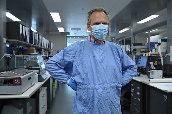 Associate Professor Stuart Turville, a virologist at the Kirby Institute, working temporarily at St Vincent's Centre for Applied Medical Research with the Omicron COVID-19 variant.