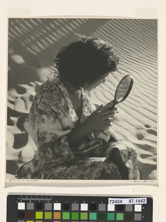 Girl with mirror, 1938, by Olive Cotton. Gelatin silver photograph. National Gallery of Australia, Canberra. Purchased 1987.