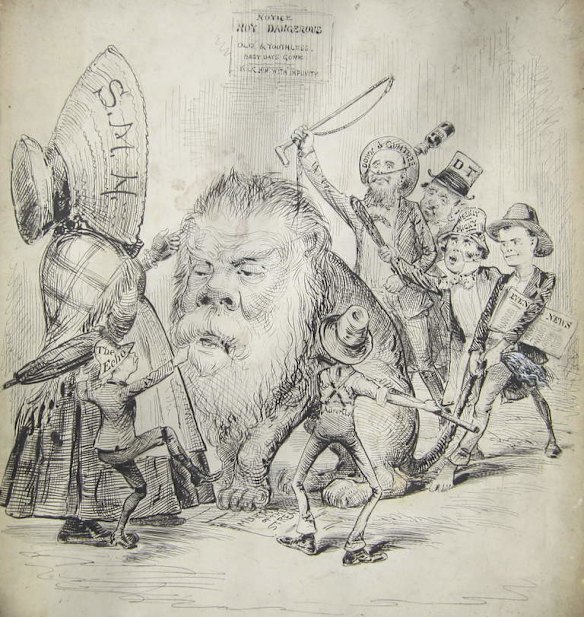 The Sick Lion. Illustration by William Macleod, 1885.