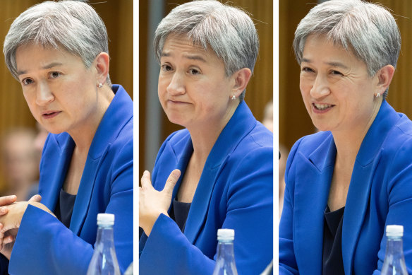 Foreign Minister Penny Wong now sits on the other side of the Senate estimates table. 