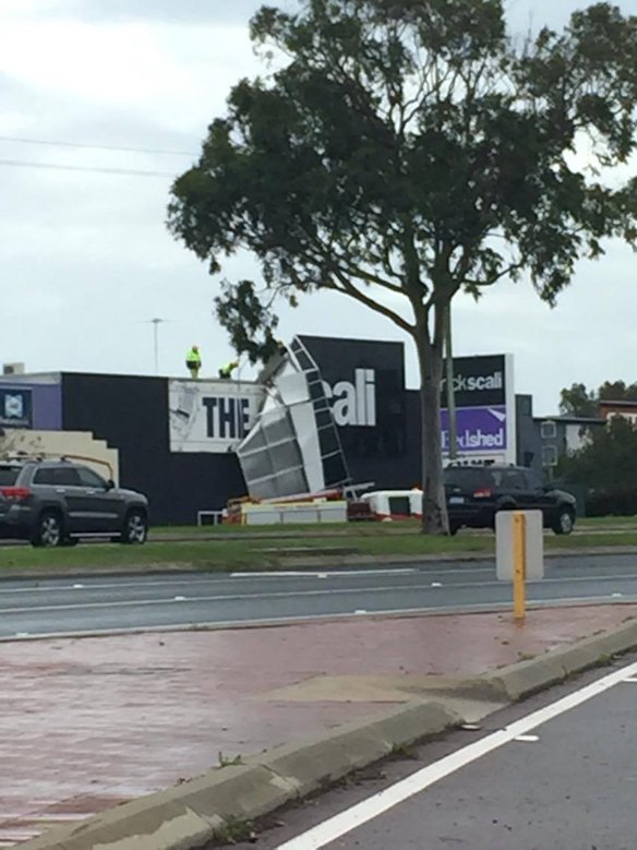 Storm damage at Nick Scali in Joondalup.