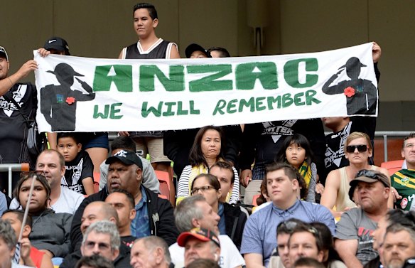 Fans show their respect during the trans-Tasman Test match between the Kangaroos and the Kiwis at Suncorp Stadium.