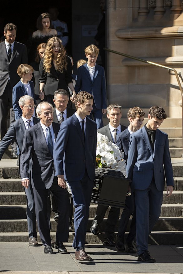 The casket is carried out of St. Mary's Cathedral.