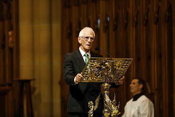 Rory Sutton speaks at the State Funeral for the Honourable Susan Maree Ryan AO held at Saint Mary's Cathedral in Sydney.