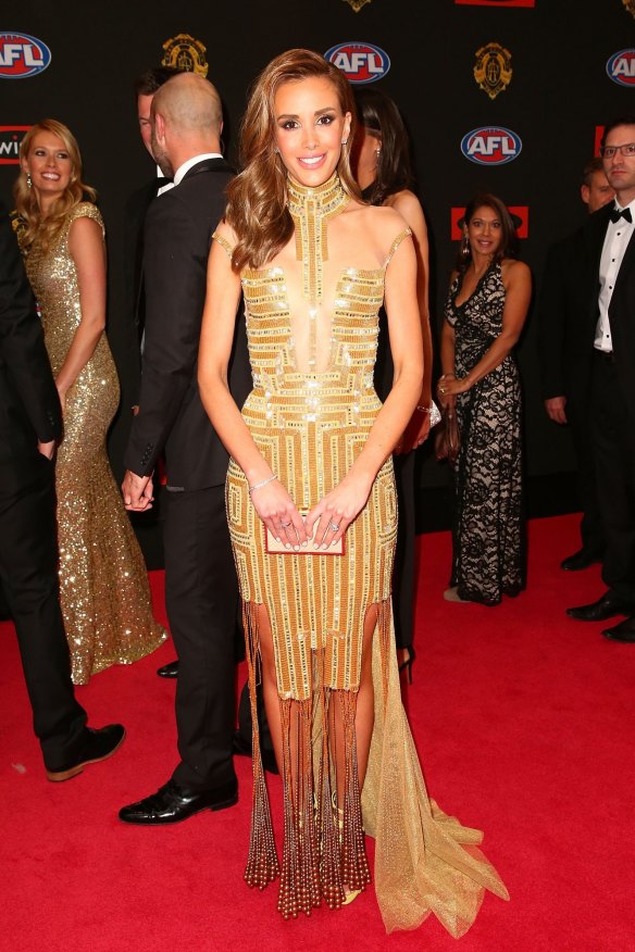 Rebecca Judd arrives at the 2015 Brownlow Medal count on Monday evening.