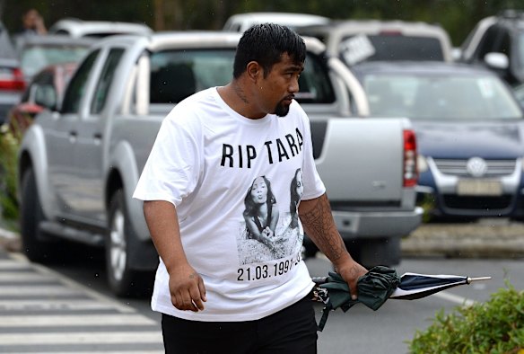 A mourner arrives at the funeral service for Gold Coast woman Tara Brown who was allegedly bashed to death by her ex-partner Lionel Patea.