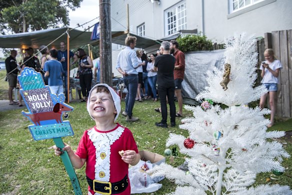 Prior to the Covid outbreak on the northern beaches, Christmas street parties were back with a vengeance this year. Pictured is Otis who was pretty happy about it!