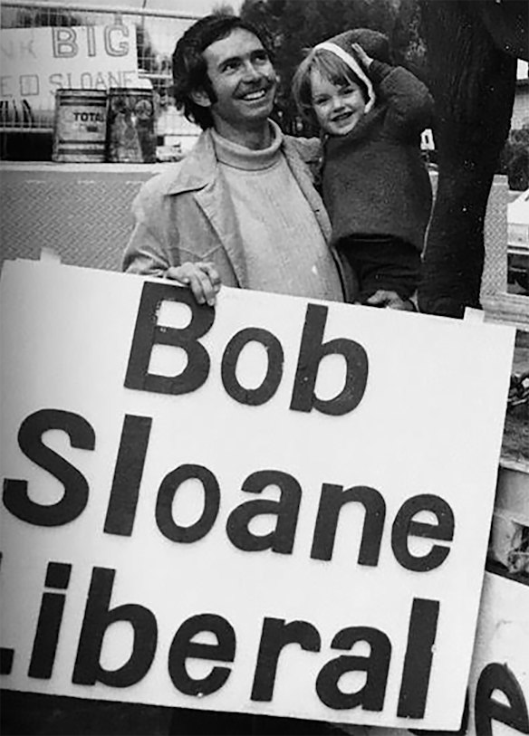 Kellie Sloane in Adelaide, 1975, when her father Bob was campaigning for a seat for the Liberal Party. 