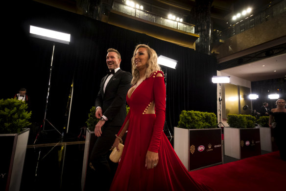 Nathan Buckley and Tanya Buckley at the Brownlow red carpet.