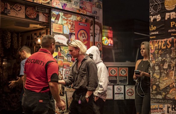 Punters get their ID checked by security at Frankie's.