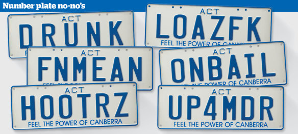 A mock-up of rejected ACT number plates.