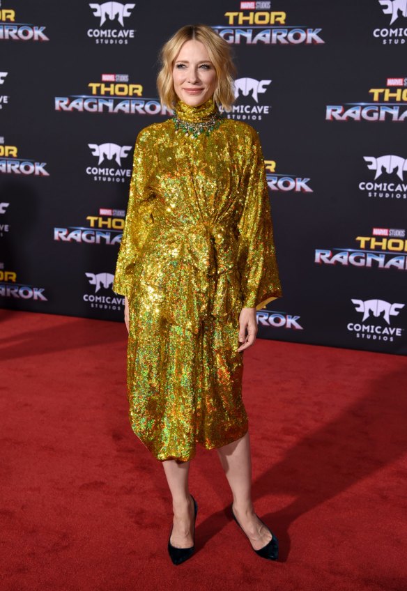 Cate Blanchett in a head-turning gold Gucci dress.