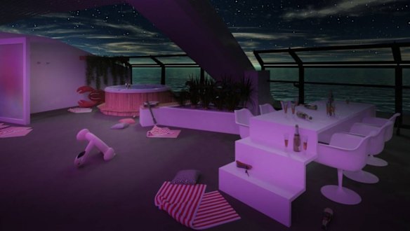 The complexes also will have unusually large balconies with private hot tubs.