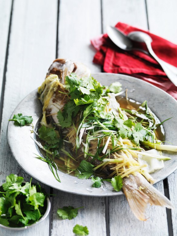 Steamed snapper with ginger and green onions is a Cantonese classic.