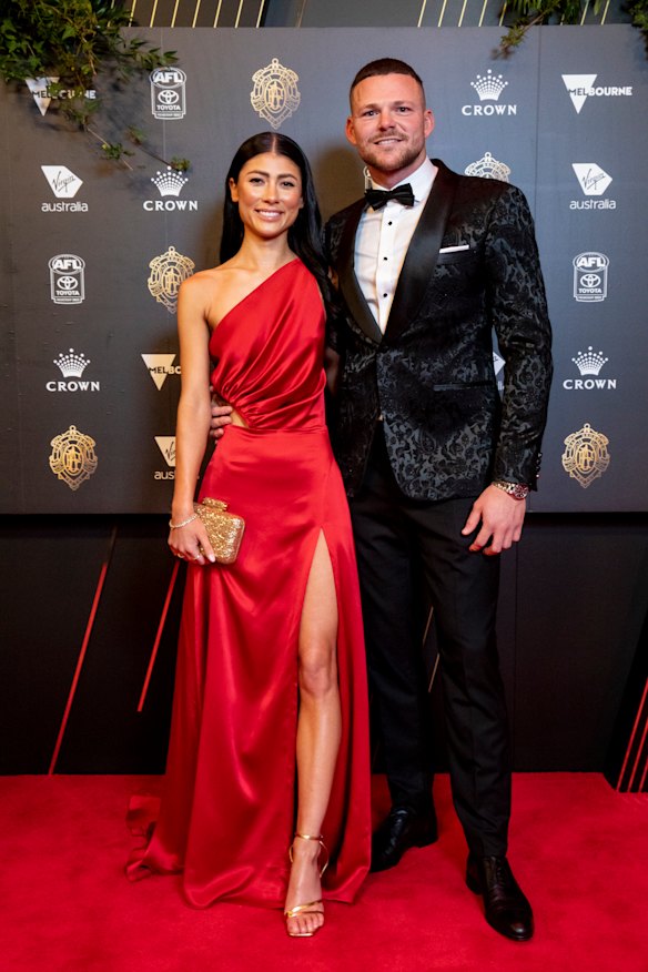 Sachi Dade and Steven May attend the 2022 Brownlow.
