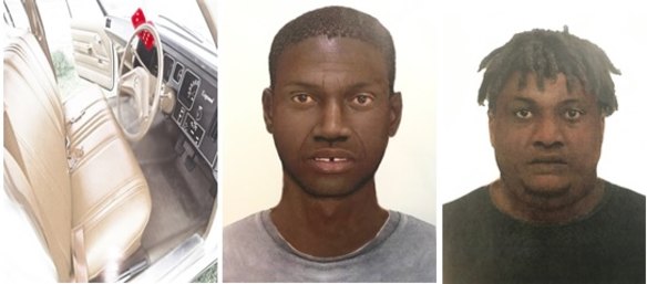 Police have released composite images of the car's interior and two of the men.
