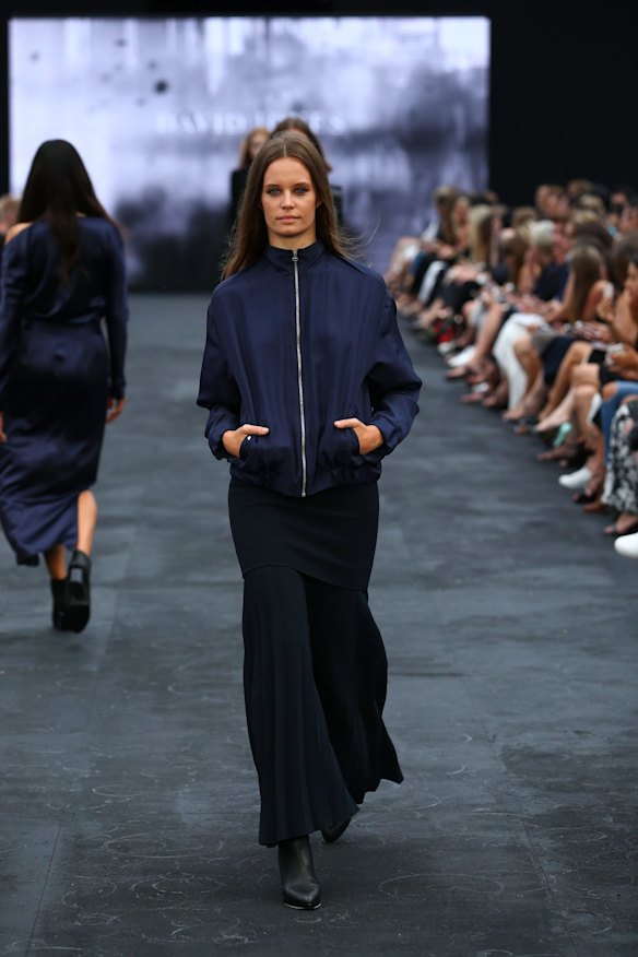 A model walks in the David Jones Autumn/Winter 2017 Fashion Launch at St Mary's Cathedral, Sydney, on February 1, 2017.
