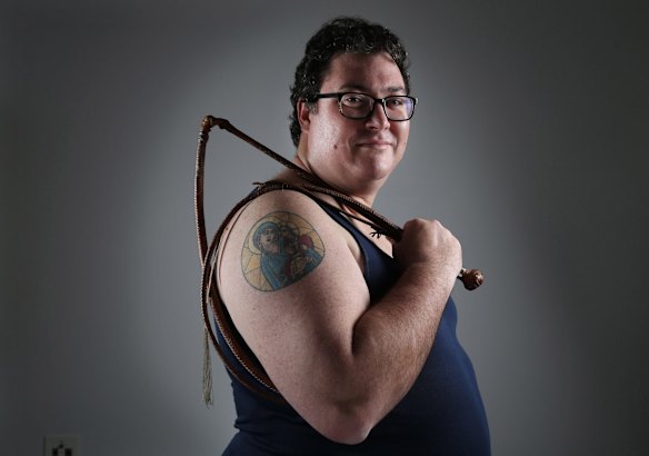 Mr Christensen, who converted to the Antichian Orthodox Church in 2014, pictured with his tattoo of the Virgin Mary and baby Jesus.