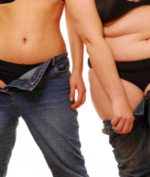 Images like these showing torsos without heads, and rolls of body fat, are discouraged by the World Obesity Federation because they stigmatise overweight and obese people.