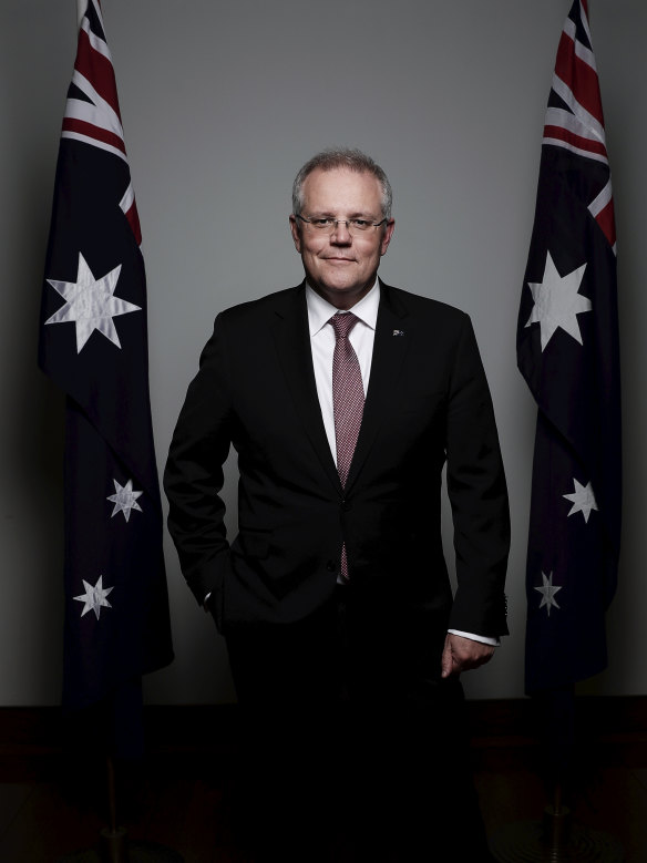 New Prime Minister Scott Morrison poses for a portrait on his first day in the job.