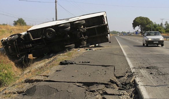 Dump truck dumped. Outside Talca.