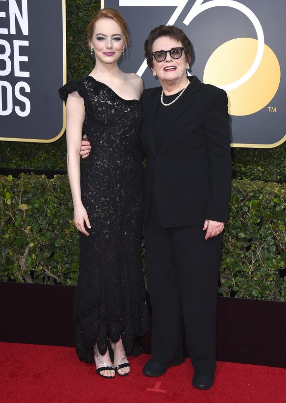 Emma Stone (left) with Billie Jean King, who she played in 'Battle of the Sexes'.