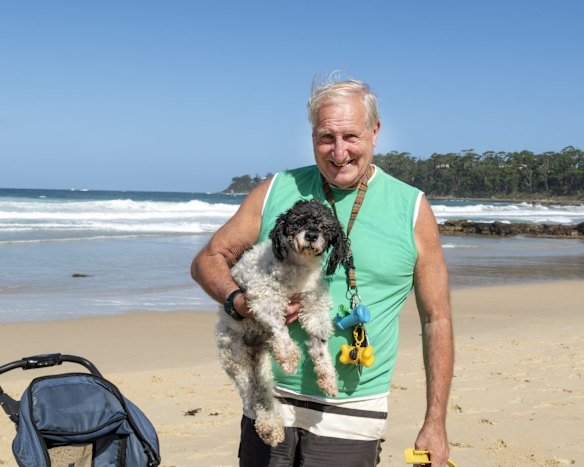 Narrawallee and Mollymook residents gather at Narrawallee beach to walk their dogs.