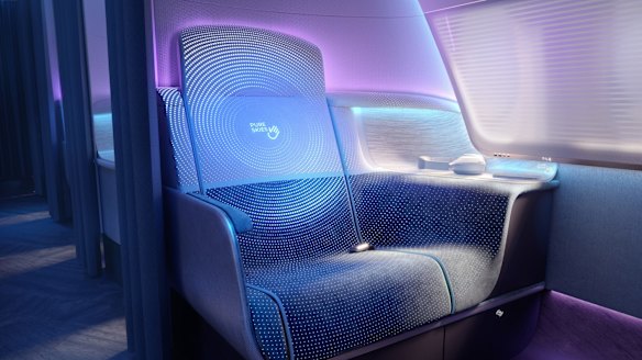 Another design on the awards shortlist aimed to improve social distancing on planes without reducing the overall number of seats. British designers PriestmanGoode's "Pure Skies" concept uses partitions in both business and economy class to create better separation between passengers.