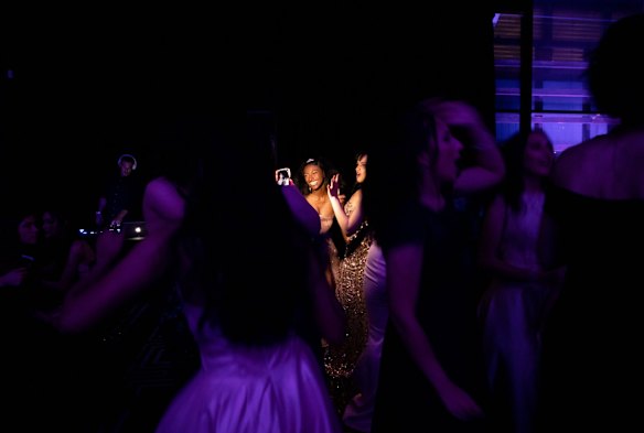 Strathfield Girls High School students on the dance floor.