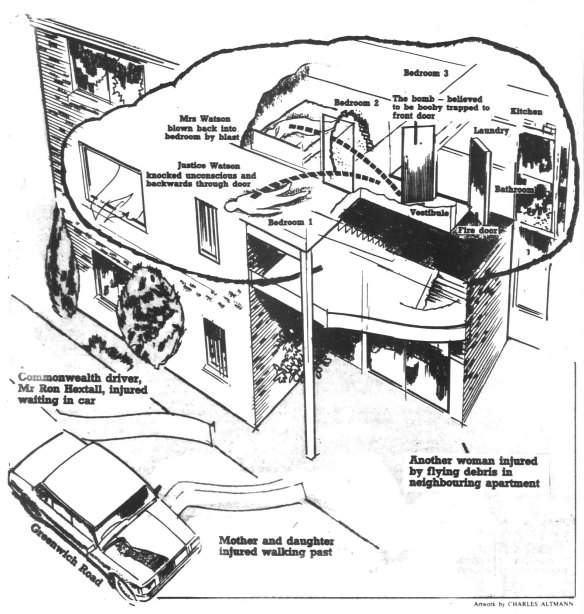 Illustration of the effects of the blast at 175 Greenwich Road.