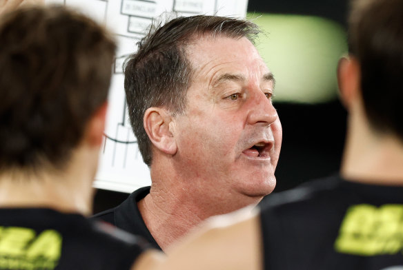 Honest assessment: Ross Lyon has questioned whether the Magpies can flick the switch and return to their imposing best after a winless start to the season.