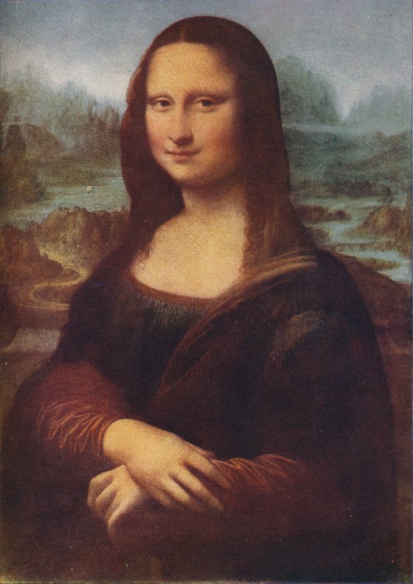 The Mona Lisa, a portrait of Lisa Gherardini, in the Louvre.