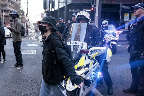 Protestors stopped traffic as they moved around the city, using bollards, chairs and construction material to block the roads.