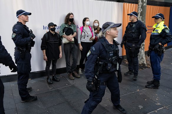 The Blockade Australia protest began at Hyde Park at 8am and quickly moved across the city’s CBD towards the harbour.