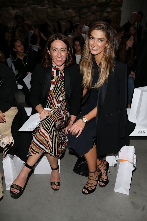 Edwina McCann and Delta Goodrem attend the Mercedes-Benz Presents Maticevski show at Mercedes-Benz Fashion Week Resort 17 Collections at The Cutaway, Barangaroo Reserve on May 15, 2016 in Sydney, Australia. 