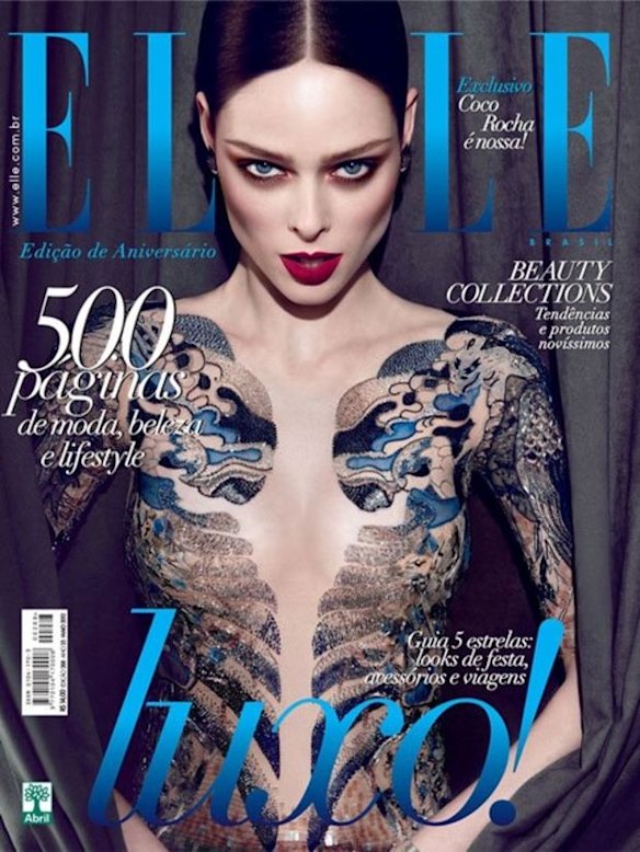 Coco Rocha isn’t one to pose nude or in lingerie. So imagine her dismay when she saw clothes were Photoshopped off her body on the cover of Elle Brazil. The model blogged: "For my recent Elle Brazil cover shoot I wore a body suit under a sheer dress, but recently discovered that the body suit was Photoshopped out to give the impression that I am showing much more skin than I actually was or am comfortable with. This was specifically against my expressed verbal and written direction. I’m extremely disappointed that my wishes and contract were ignored."

