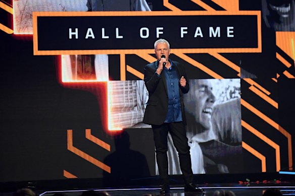 Daryl Braithwaite speaks after being inducted into the ARIA Hall of Fame during the 31st ARIA Awards at The Star, in Sydney.