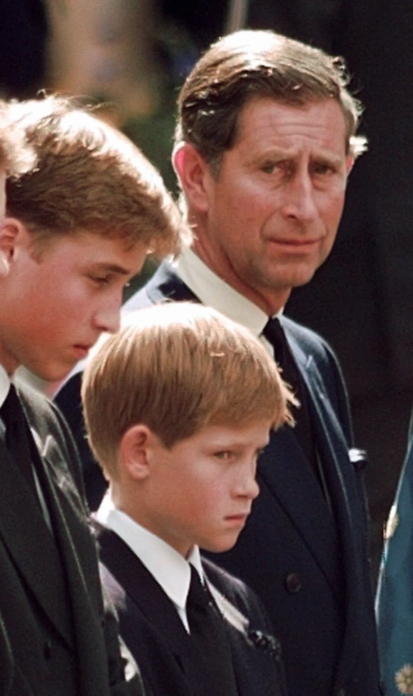 Prince Harry mourning the death of his mother as a 12 year old.