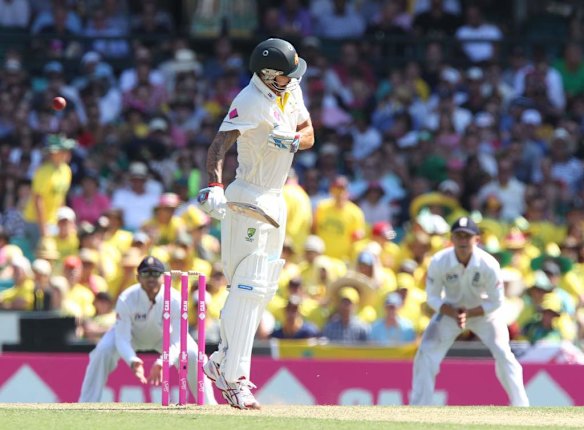 Mitchell Johnson facing.