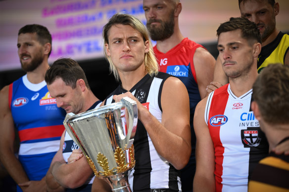 Collingwood captain Darcy Moore, with the premiership cup again in hand on Monday, says the Magpies are taking a more diligent approach to contact training.