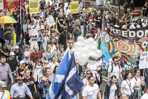 World Wide Rally for Freedom March, in Sydney, against vaccine mandates and various other COVID related health orders.