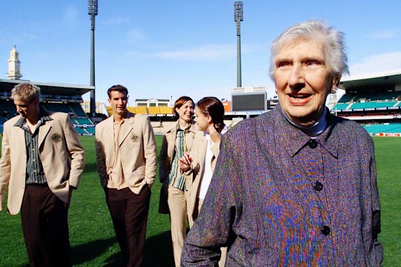 Margaret Whitlam at the launch of the 2002 Commonwealth Games uniform.