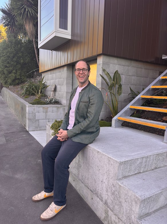 Andrew Just outside Nuli’s place during Open Christchurch 2026 architecture festival. 