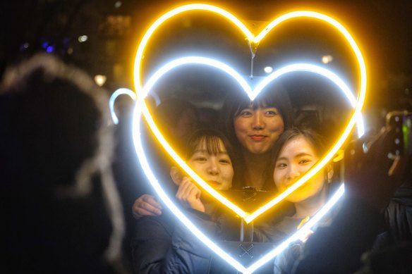 Feeling the love in Melbourne on the first night of White Night 2019.