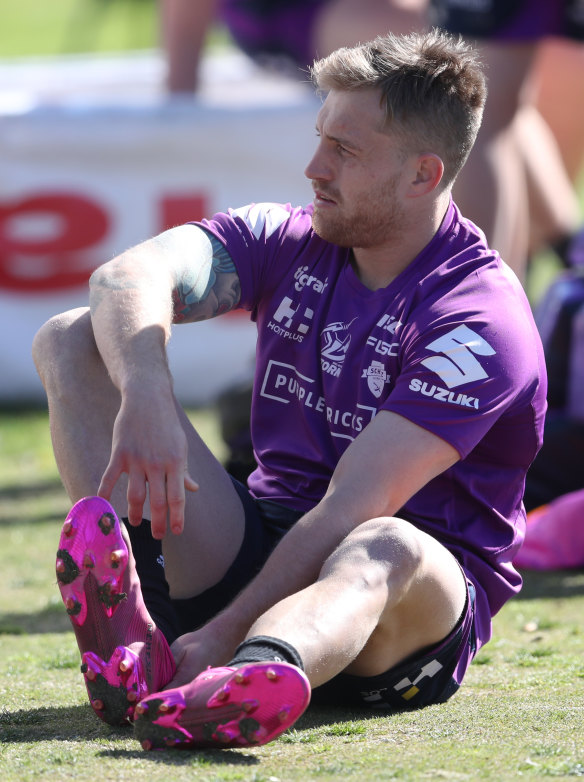 Cameron Munster during Melbourne Storm training this week at Gosch's Paddock.